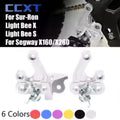 Metallic robot arm components with branding and color options displayed.
